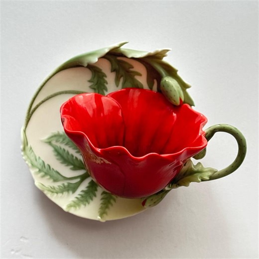 Franz Porcelain. Franz Red Poppy Collection. Collector’s Cup and Saucer. - Etsy