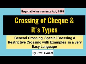 Crossing of Cheques | Types of Crossing of Cheque| Crossing and it's types | CA Inter