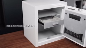 RPNB Deluxe Home Safe and Lock Box,Smart Touch Screen Biometric Fingerprint Security Safe Box with Voice Prompt,One-touch Unlock,Dual Warning,Suitable for Home Office Hotel,1.6 Cubic Feet,White