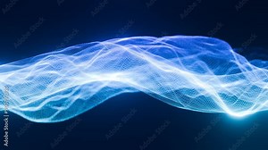 Seamless Loop, looped, cyber, digital network points, wave internet, data wave, cyber attack blue energy