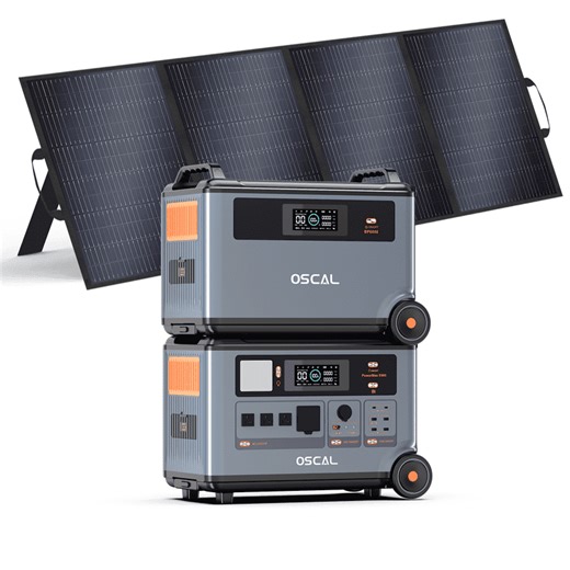 OSCAL PowerMax 6000 Solar Generator Kit with BP3600 Battery & 1x400W Solar Panel, 7200Wh Capacity, 6000W Output, LiFePO4 for Home Backup, Camping, RV