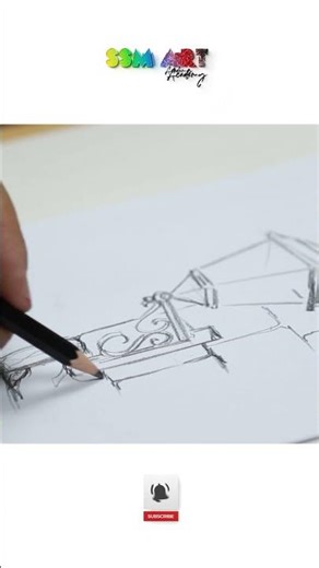 Realistic Street Lamp & Bird Pencil Sketch Tutorial | SSM Art #short