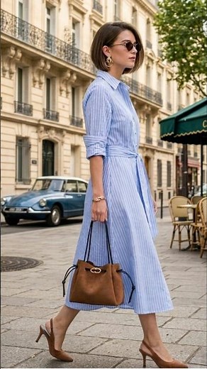 How to Style a Striped Shirt Dress👗#ootdguide #stripedshirt #fashion2026 #officewear #styletips