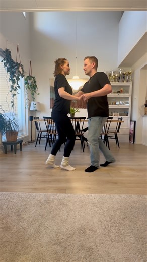 How to start the dance in west coast swing? Here are two starter step variations. Follow us for more videos! ❤️ | Tuomas & Reetta