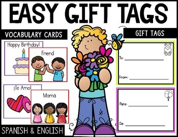 Gift Tag Writing Center | Bilingual #valentine