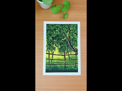 Easy Forest Landscape Painting Tutorial for Beginners | Relaxing Forest Painting Tutorial