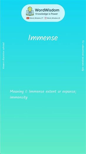 What does "Immense" mean? | English vocabulary shorts | #immense #wordwisdom