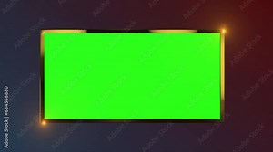 TV Series glow golden box shape line with a green screen loop background animation advertisement screen 4k.