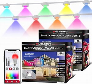 Monster Outdoor LED Smart Lights, RGBIC Multiwhite Permanent Outdoor Lights w/ Voice Control, 200ft