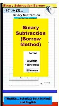 Binary Subtraction using borrow| how to subtract two binary numbers #shorts #binarysubtraction