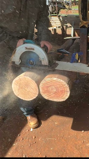 Cutting Notches into the Posts We Milled from Trees