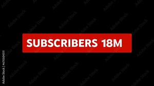 Isolated 100 million Subscribers countdown template 4k red subscribe button. numbers counting increasing animation alpha channel