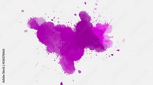 Ink drops fluid splash. Ink splatters transition animation. Ink brush stroke slow motion reveal transition. Ink splash. Abstract inkblot, splat, fluid art, overlay, alpha matte composition.
