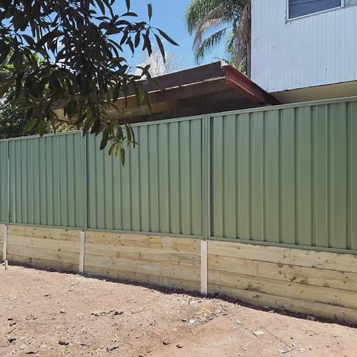 113 reactions | Timber sleepers/steel post Retaining wall and colourbond fence  | Bula Brothers Landscaping | Facebook