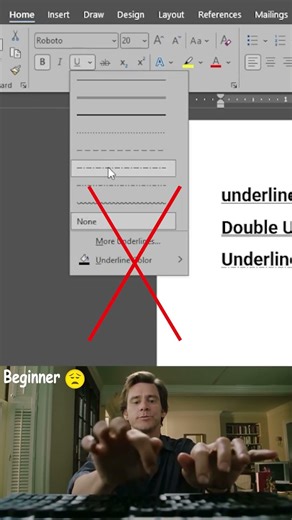 Advanced Underline Formatting -Microsoft Word Shortcuts