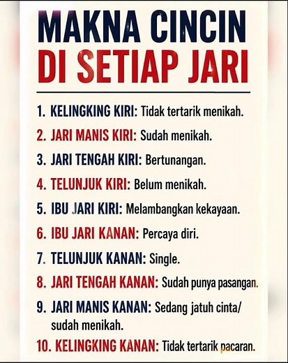 10 Makna cincin di setiap jari tangan