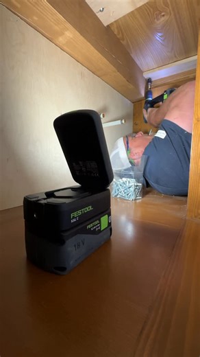 Dustin Mitchell on Instagram: "Time to fasten the countertop to the base with the @festoolcanada CXS 18 drill and the SYSLITE KAL C for some extra light"