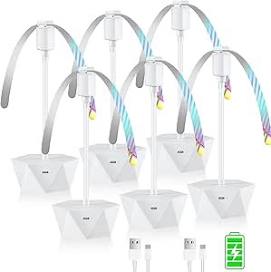 chemotex Fly Fans for Tables Rechargeable Fly Fans Keep Flies Away Flexible Fly Repellent Fans for Outdoor Table Top Fly Fan with Holographic Blades for Outside, Picnic (White, 6Packs)