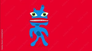 sci fi movie blue alien with futuristic look visiting earth on its ufo suggesting its a character creature created from great imagination portrayed on red background
