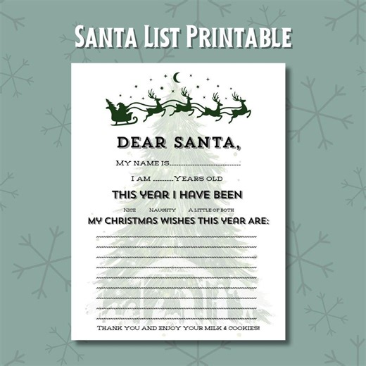 Santa Letter Printable – Christmas Wish List, Old-world Design (digital Download) - Etsy