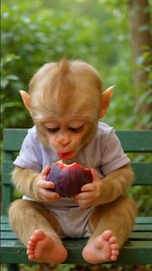 Baby Monkey Eats Fig for the First Time 🍋 His Reaction Is Everything 😂 #shorts
