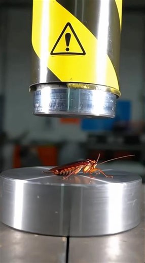 Giant Cockroach Under Hydraulic Press #cockroach #roach #hydraulicpress #pressvideo #slowmotion