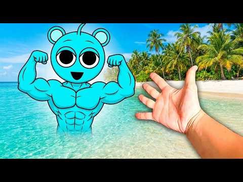 Cleaning Muscular Sky on the Beach... (Sprunki in Real Life)