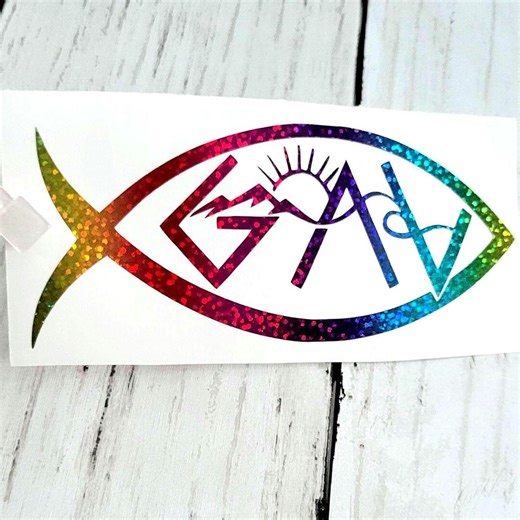 Holographic Christian Fish Decal | God is Greater Faith Sticker - Etsy