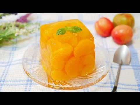 牛乳パックで作るみかんゼリー(パックからつるっと出す方法) Mandarin orange jelly made from gelatin(How to put out jelly smoothly)