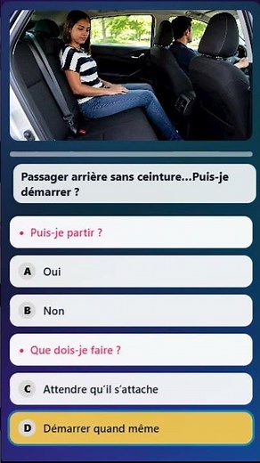 🚗 Quiz Code de la Route | Conditions Réelles d'Examen | Ceinture de Sécurité & Passagers 🇫🇷