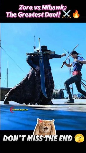 Zoro vs Mihawk:😳 The Greatest Duel! ⚔️🔥 #filmivibefun #onepiece #zoro #luffy #mihawk #shorts