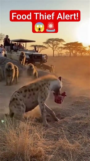 Hyena vs Baboon Troop: One Predator, Many Defenders 🐕🐒 #wildlife #wildlifeshorts #nature #shorts