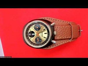 Citizen bullhead panda dial gold tone dial automatic chronograph and flyback 67-9143 original 1977