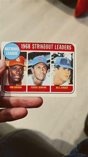 1969 Topps 1968 Strikeout Leaders National League Bob Gibson And Fregie Jenkins and Bill Singer