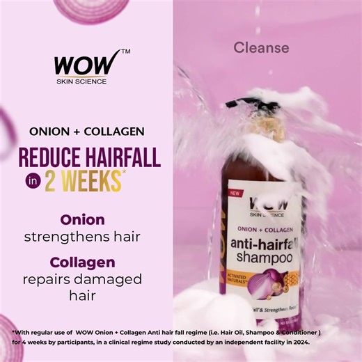 Boost Your Hair's Strength 💪 with Wow Skin Science's Onion Hair Care Range, now enriched with Collagen 🌿 to reduce breakage and promote healthy, shiny hair ✨. Discover the power of natural ingredients for your best hair yet! | Wow Skin Science India