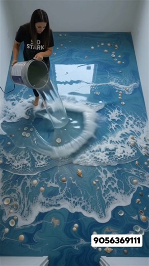 THIS FLOOR IS UNREAL 🤯🔥 Luxury Beach ⛱️ Epoxy Flooring 😍 #epoxyflooring #shorts
