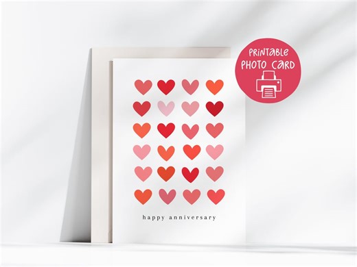 Printable Anniversary Card, Digital Download Minimalist Heart Greeting Card, Happy Anniversary Gift for Husband or Wife, Instant Download - Etsy