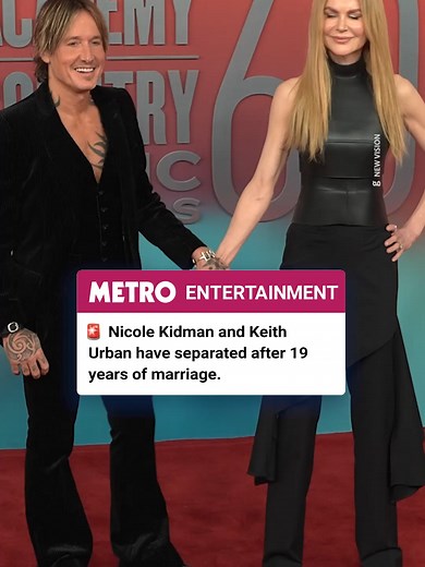 Nicole Kidman and Keith Urban have separated after nearly 20 years together ❤️‍🩹 The A-List couple share two children, Sunday Rose and Faith Margaret. The Oscar-winning actress and four-time Grammy winning country singer have been married since June 2006. #nicolekidman #keithurban #celebrity #celebritynews #marriage