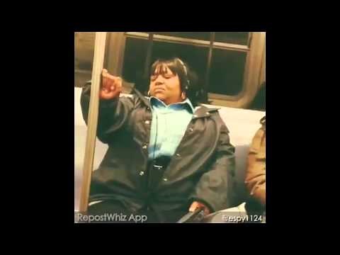 Lady On Train Dancing to Bump N' Grind