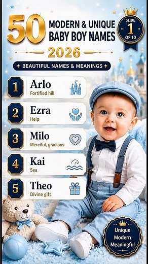 50 Modern & Unique Baby Boy Names 2026 💙 | Beautiful Names & Meanings #Shorts