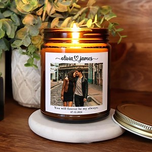 Custom Photo Candle Gift, Personalized Valentine’s Day Gift, Soy Wax Anniversary Candle for Couples, Boyfriend Girlfriend Romantic Gift - Etsy