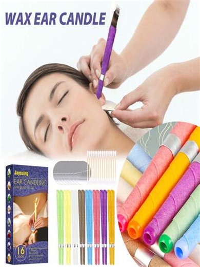 JAYSUING 1pc/16pcs/3pcs/36pcs Ear Care Aromatherapy Ear Candles. A Great Gift For Family And Friends During Holidays, Helps Relieve Stress, Remove Earwax. 1. Lie On Your Side On A Pillow, Gently Massage Your Ear To Relax The Nervous System. 2. Place The Protective Plate On The Safety String, Light The Large End Of The Ear Candle, Then Gently Insert The Small End Into Your Ear, Keeping It Vertical. | SHEIN