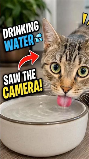 My Cat Was Drinking Water… Then She Spotted the Camera! 👀💧 #fyp #viral #cat