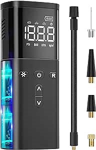 Tire Inflator Portable Air Compressor, 150 PSI Cordlessor Air Pump for Car Tires, LED Light Digital tire inflator with Pressure Gauge, Rechargeable, Auto Off, Bike Pump, Car, Motorcycles, Ball
