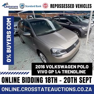 STANDARD BANK VEHICLE ASSET FINANCE ONLINE BANK VEHICLE AUCTION - BOKSBURG | CROSSTATE AUCTIONEERS | 18 Sept 09:00 - 20 Sept 12:00 | [www.crosstate.co.za](http://www.crosstate.co.za/?fbclid=IwAR0pjHgW7wiIHEkDPKEO-eRGOPJ7TMRn0Lk8y_9PKO0BKp3cn3Ui8isi4tM) Secure pre-approved bank finance, contact Carin 082 654 7232 | [www.auctionfinance.co.za](https://l.facebook.com/l.php?u=http://www.auctionfinance.co.za/?fbclid=IwAR0qy2fw2FhiDg-IErITSpSDcMHNgfUC_T2qavq89Yhiz9a_m9zumgWO3bc&h=AT35mWTKhy5u2ExtzIkM77
