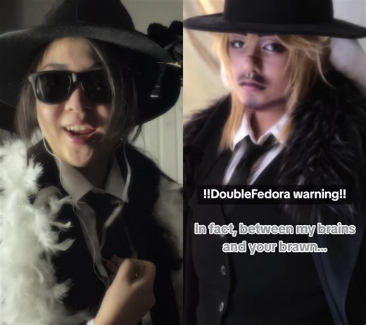 #duet with @🔷️☆Ash☆🔷️ ; I don’t ship DoubleFedora but I just had to duet 😋 . . . {TAGS}: #forsaken #forsakencosplay #chance #chancecosplay #chanceforsaken #forsakenroblox #chanceforsakenroblox #chanceforsakencosplay #mafioso #mafiosoforsakenroblox #mafiosoforsaken #doublefedora #doublefedoraforsaken #cosplay #gamblercosplay #asymmetricalgame #letsgogambling #gamble #coin #fyp #foryou #foryoupage