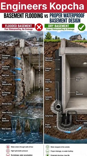 Flooded Basement vs Dry Basement | Civil Engineering #civilengineer #construction #civilengineering