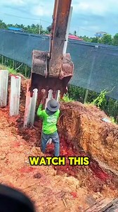 131K views · 151 reactions | Watch this time-lapse as an excavator uses its bucket to drive concrete fence posts deep into the ground. | Metzgerei Ogunquit Studio | Facebook