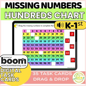 Hundreds Chart Missing Numbers 1-100 Digital Boom Cards Kindergarten & 1st Grade