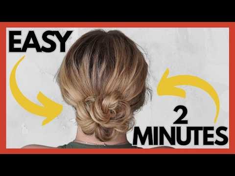 2 minute EASY low messy bun hairstyle for medium to long hair